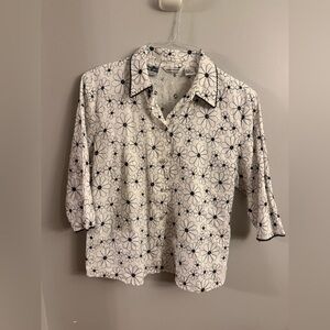 Richard Malcolm Irish Linen Floral Embroidered Top – Size XL